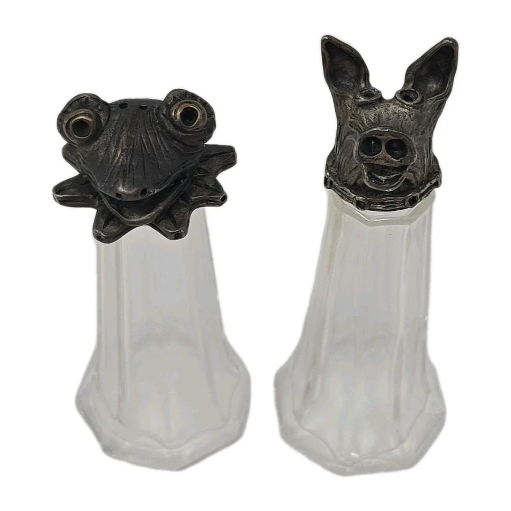 Cast Design Pewter Frog & Pig Head Salt & Pepper Shaker USA - 5